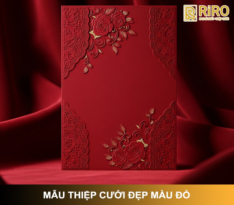 Mẫu thiệp cưới đẹp màu đỏ