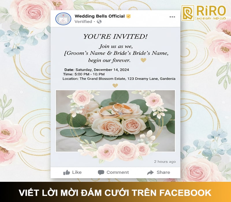 Viết lời mời đám cưới trên Facebook