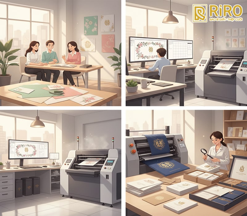 Quy trình 4 bước đặt in thiệp cưới theo yêu cầu Quận 8 tại IN ẤN RIRO