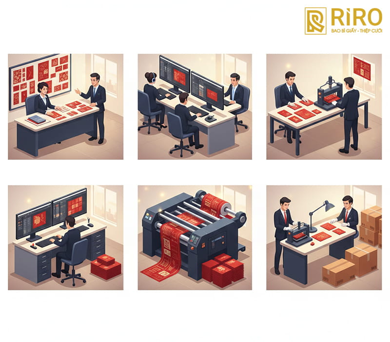 Quy trình đặt in bao lì xì doanh nghiệp chuyên nghiệp tại IN ẤN RIRO