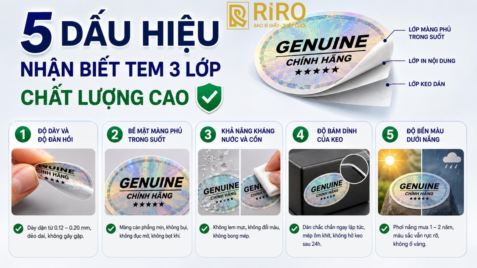 5 Dấu hiệu nhận biết tem 3 lớp chất lượng cao