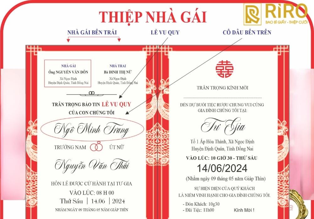 Lưu ý thiệp nhà gái