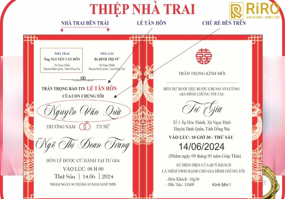 Lưu ý thiệp nhà trai