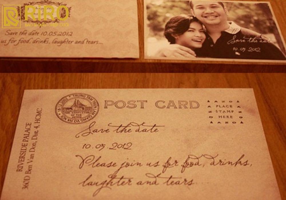 Mẫu thiệp cưới chưa in tên dạng postcard