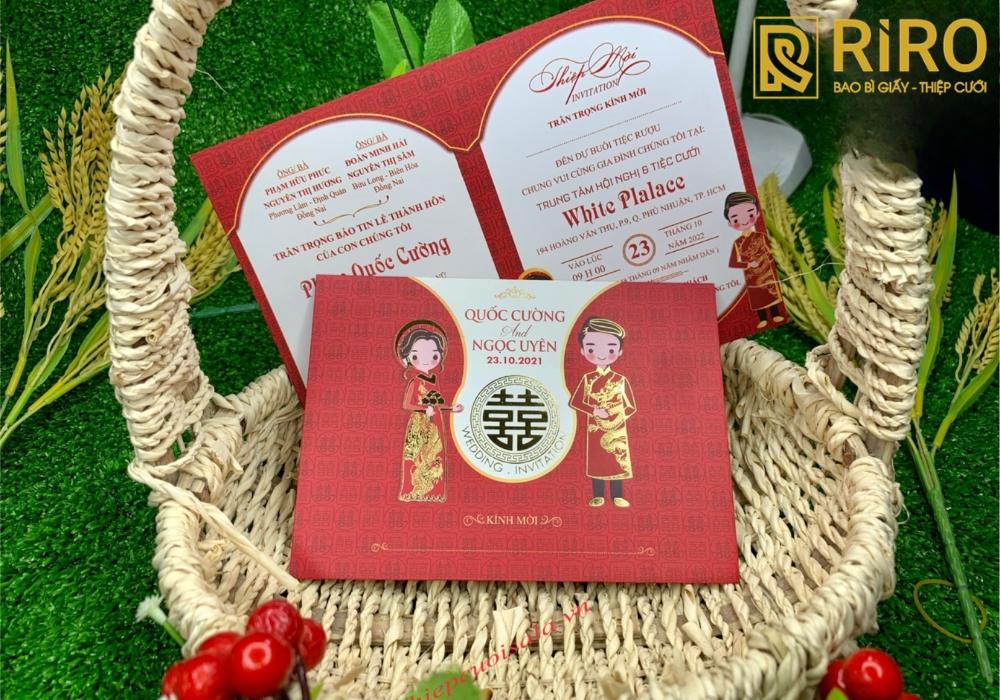 Mẫu thiệp cưới chưa in tên đỏ truyền thống