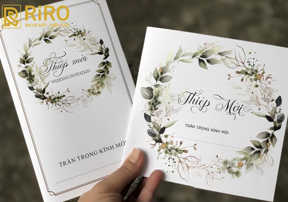 Mẫu thiệp cưới chưa in tên hoa lá, màu pastel