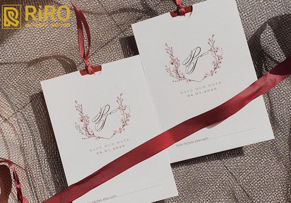 Mẫu thiệp cưới chưa in tên trang trí nơ hoặc ren