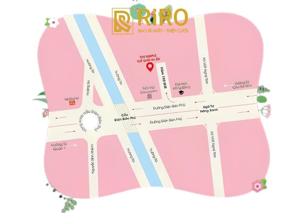 Thiệp vẽ địa điểm tổ chức lễ cưới